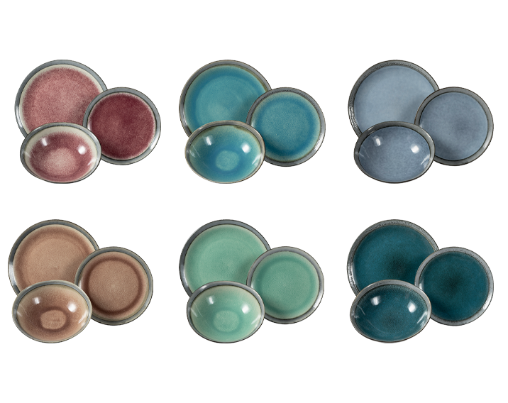 Villa dEste Home Tivoli 2421300 Set Modern Tazzine con Manico Gres Multicolore 