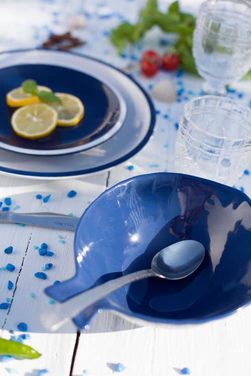 Villa D'Este Home Tivoli Piatto Decorativo Ovale "El Pescado" - Stile Marino Con Pesci Blu (41 Cm)